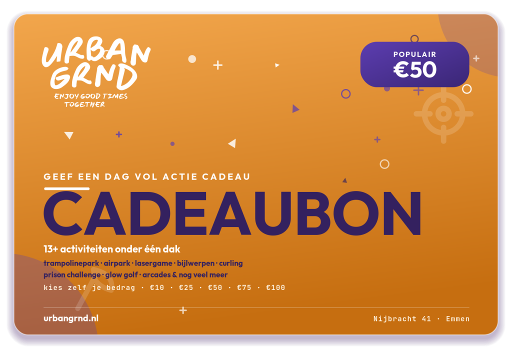 Urban GRND Emmen cadeaubon - geef een dag vol actie cadeau, 13+ indoor activiteiten